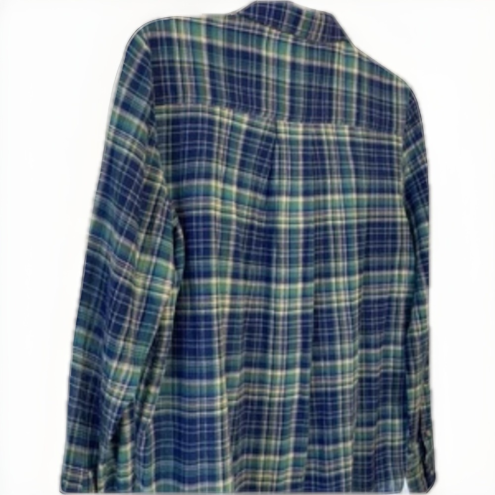 Sundance Cotton Blue Plaid Pearl Button Up Coastal Weekend Western Shirt Medium - Picture 6 of 15